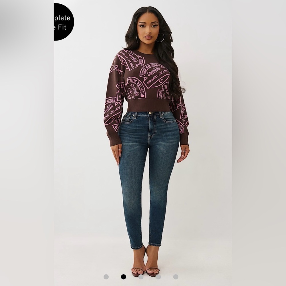 NWT True Religion women’s Monogram Jacquard Sweater sz L - Picture 8 of 9